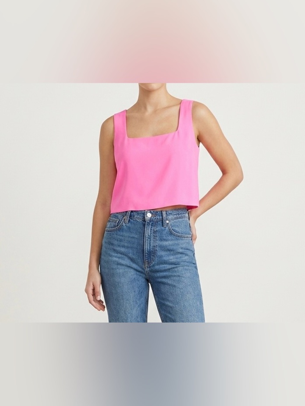 Express Hot Pink Fuchsia Square Neck Sleeveless Crop Tank Top Size XL